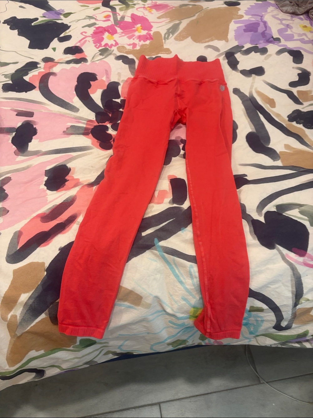 Free People Movement Ribbed High Rise Leggings Coral Red XS/S